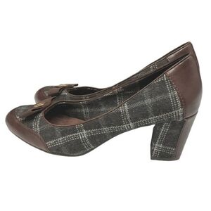 Etienne Aigner Women's E-Zane‎ Plaid Fabric Leather New Pumps Heel Size 7.5M